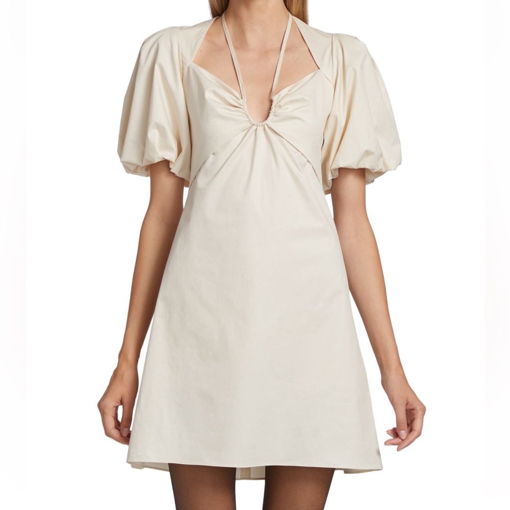 Frame Tie-Neck & Puff-Sleeve Minidress, Size Small